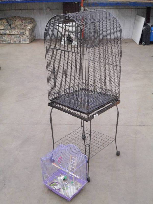 lot 84 image: Lot Of (2) Bird Cages, (1) With Rol...