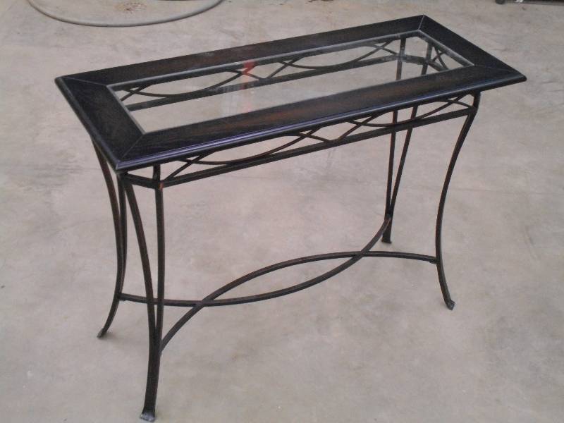 lot 95 image: 12x36 Steel Framed Sofa Table Wit...
