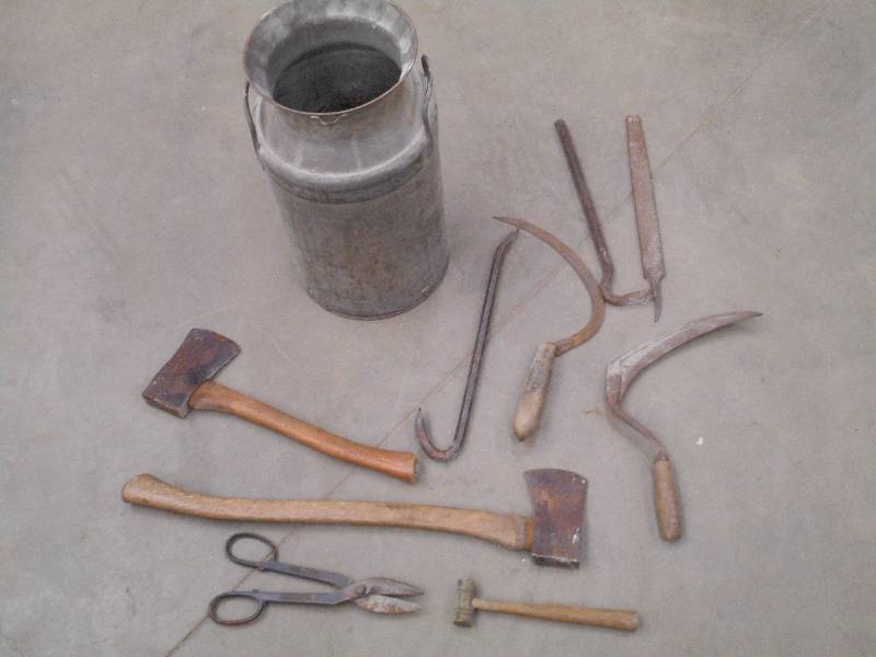lot 101 image: Antique Milk Can With Assorted Vint...