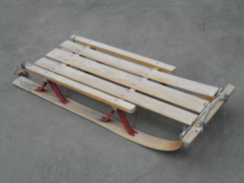 lot 103 image: Vintage Snow Sled With Wood Runners...