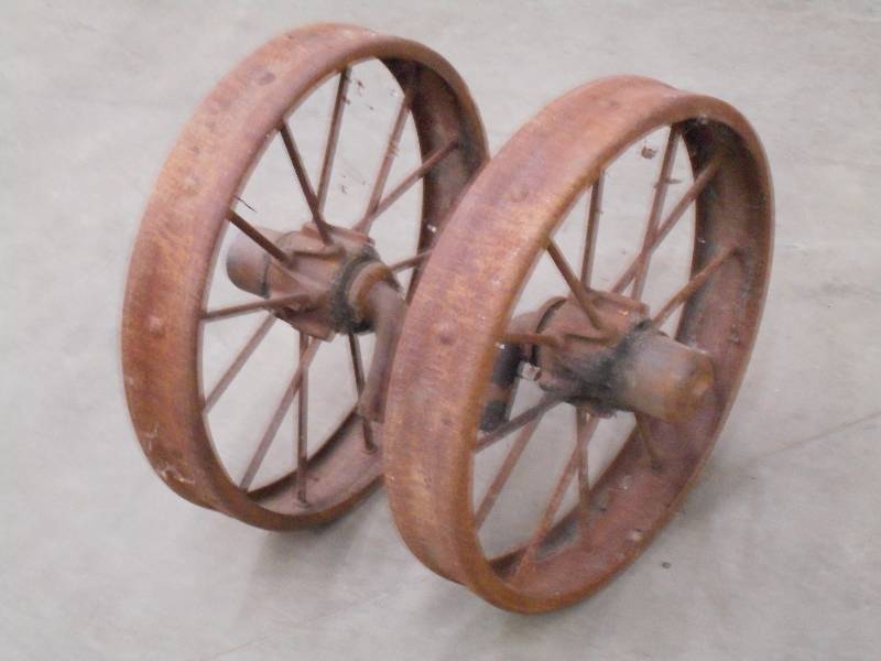 lot 114 image: (2) Antique 24 Steel Wagon Wheels ...