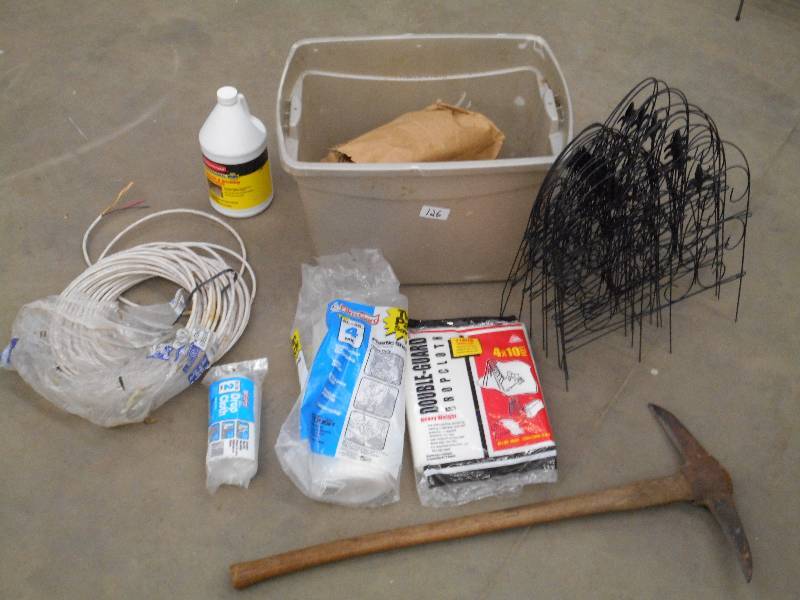 lot 126 image: Tote Of Assorted Plastic Sheeting, ...