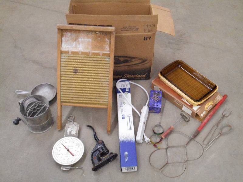 lot 127 image: Box Of Assorted Scale, Cookware, 2...