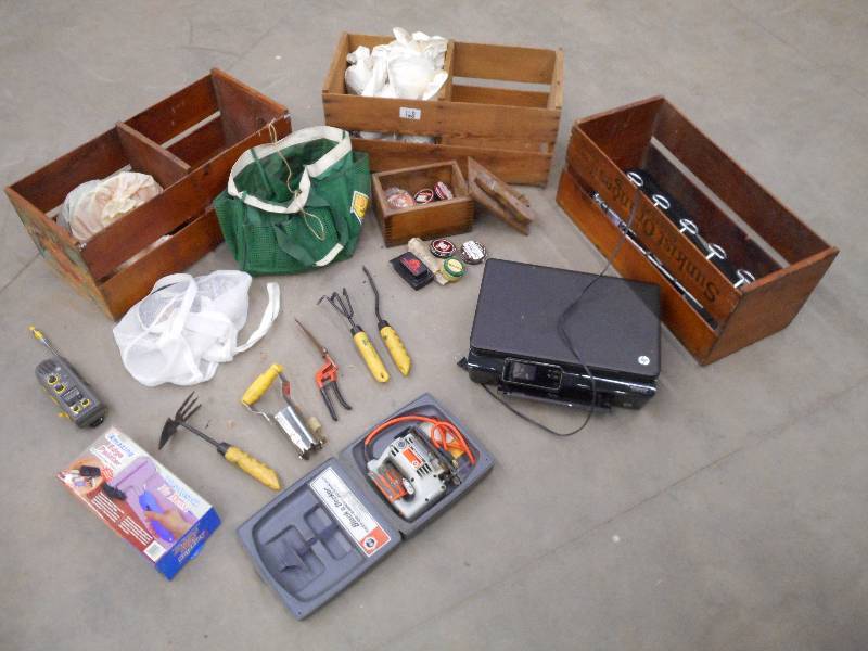 lot 128 image: (3) Wooden Crates With Assorted HP...