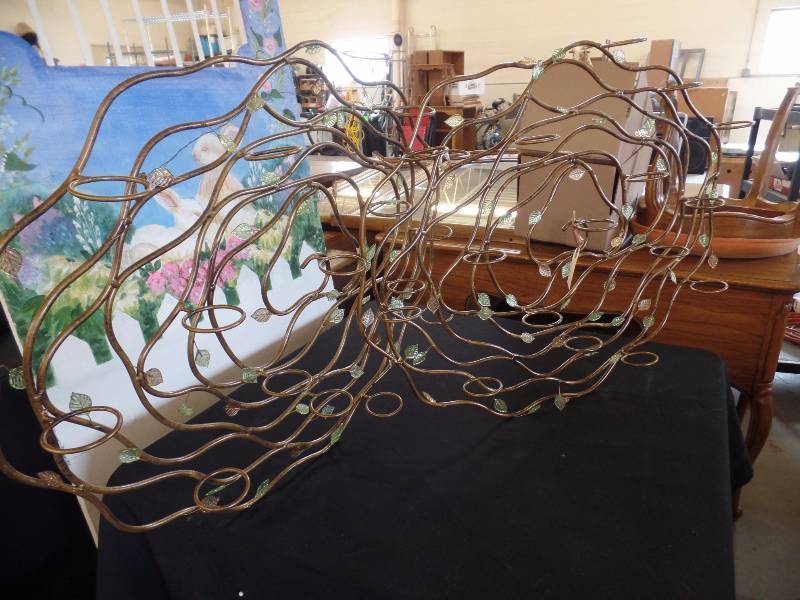 Two NEW Large Metal Wall Dcor with Glass Leaves