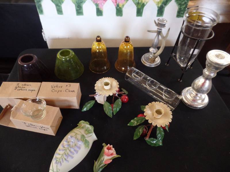 Glass, Antler, Mirrored Candle Holders, Wall Bud Vases - NEW
