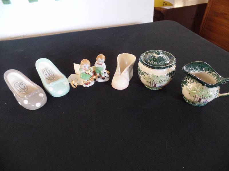 New Creamer and Sugar, Vintage Figurines Lot