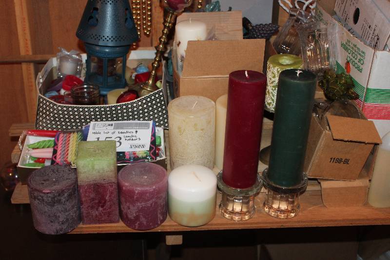 lot 153 image: Table Lot of Candles, Candle Holders