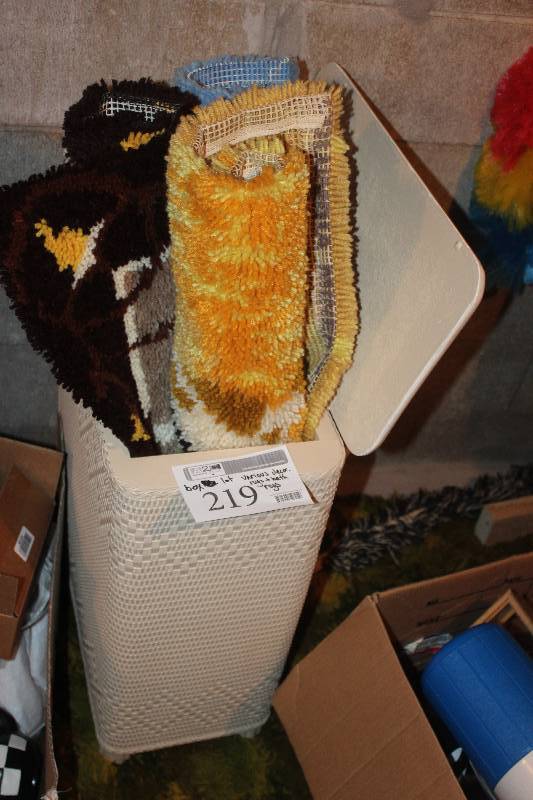 lot 219 image: Box Lot of Decorative Rugs and Bath Rugs