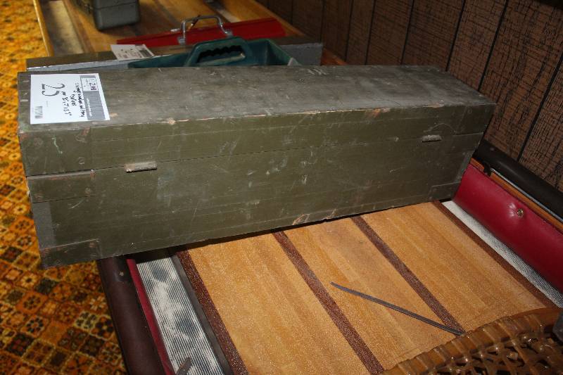 lot 25 image: Vintage Wood Military Toolbox