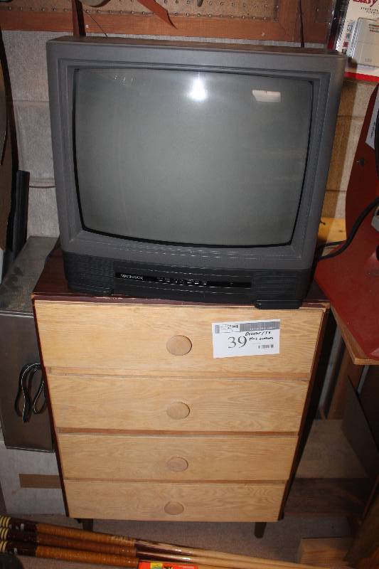 lot 39 image: TV, Dresser with Contents