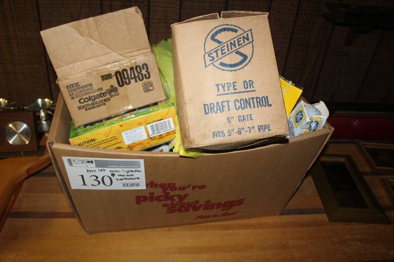 lot 130 image: Box Lot Including Light Bulbs, Lighting Hardware