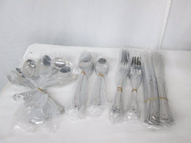 lot 61 image: McLeland Design Excelsior 46-pc. Monogram Stainless Steel Flatware Set