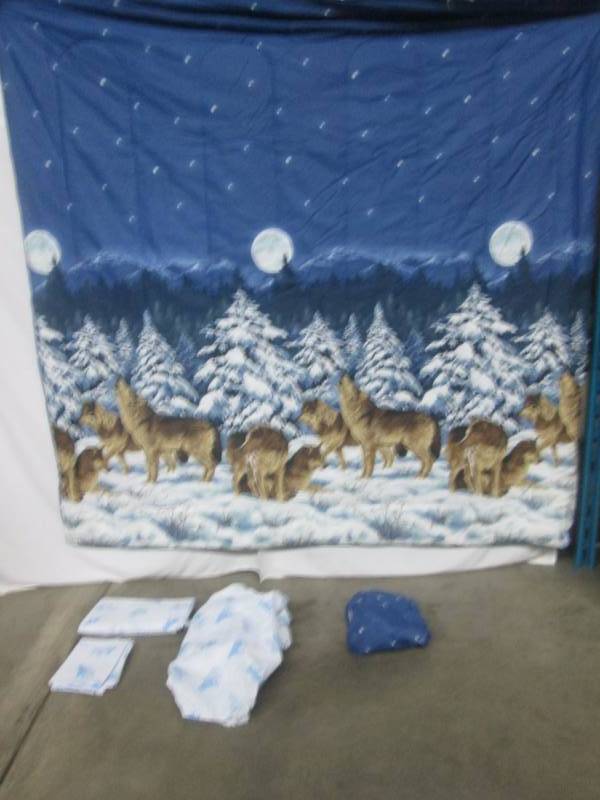 lot 51 image: Midnight Wolves Bed Set - Queen