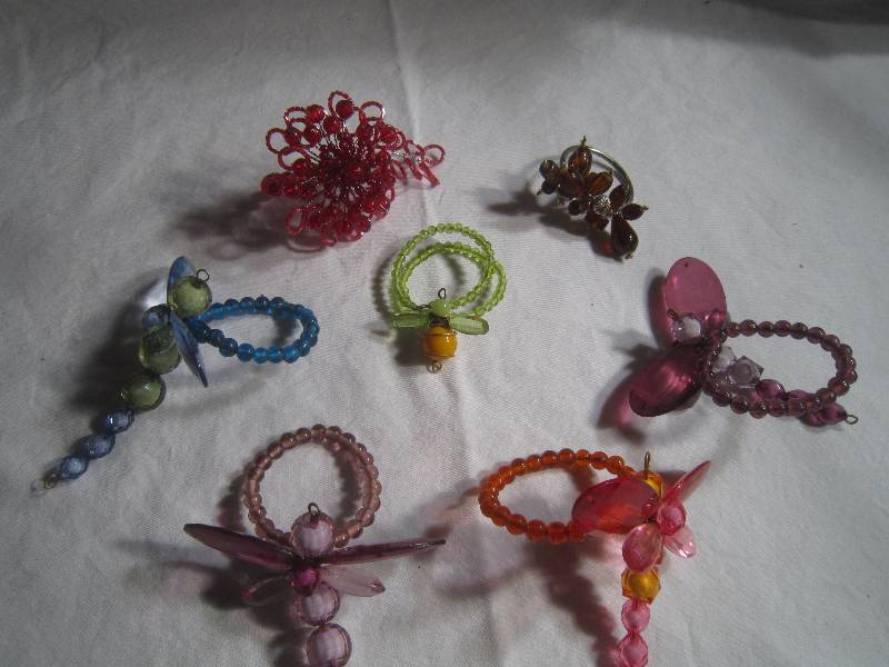 Lot of New Napkin Rings - Very Unique Dragonflies, Bug, Bee & Flower