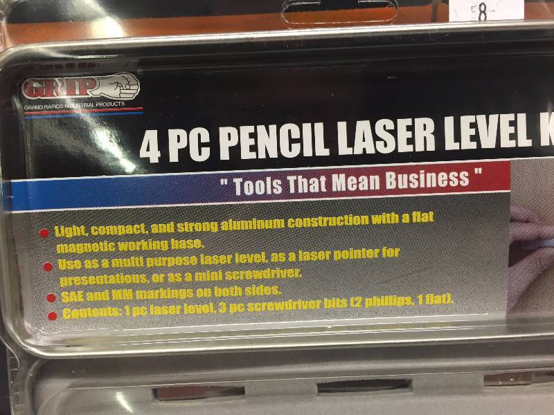 GRIP 4PC PENCIL LASER LEVEL