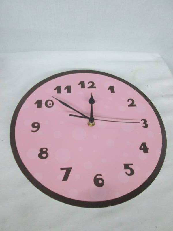 lot 74 image: Trend Lab Pink and Brown Wall Clock