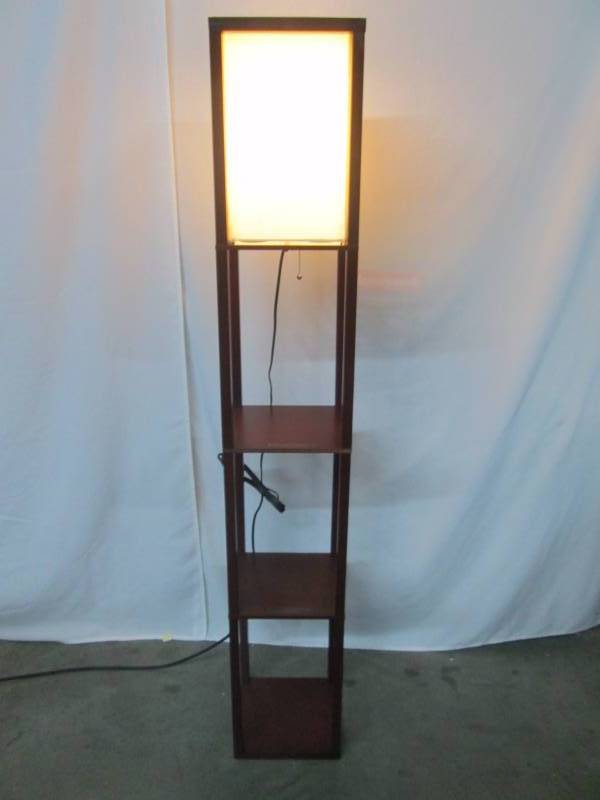 lot 43 image: McLeland Design Wood Floor Lamp - Cherry