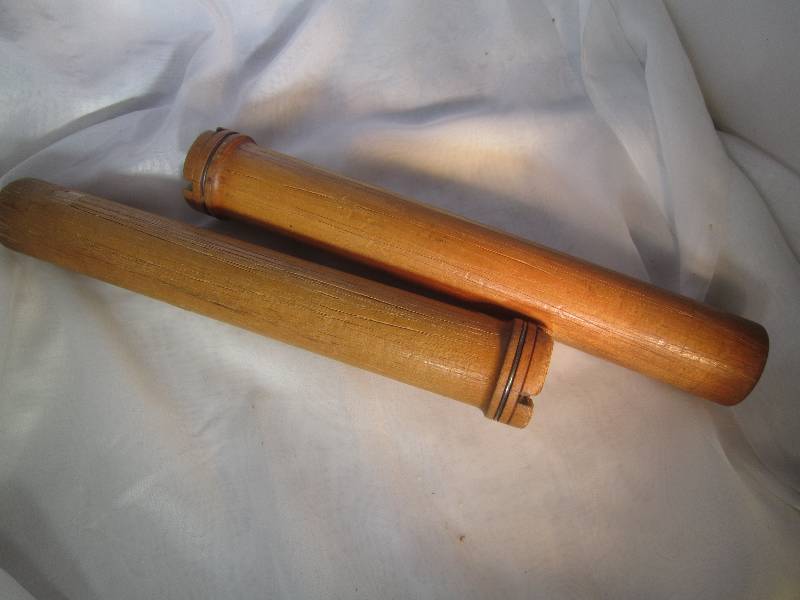 lot 926 image: 2 Antique Spool Bobbins 14 Tall