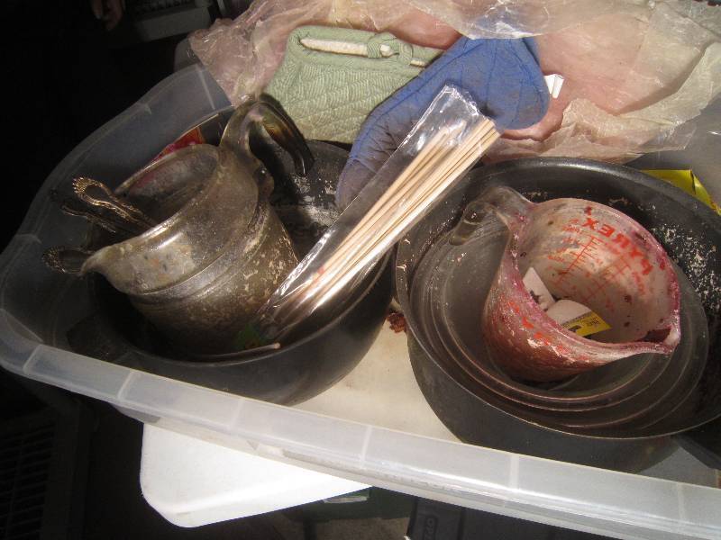 lot 971 image: LOT - Candle Making Pots, Pans and Hotpads, Spoons, ETC