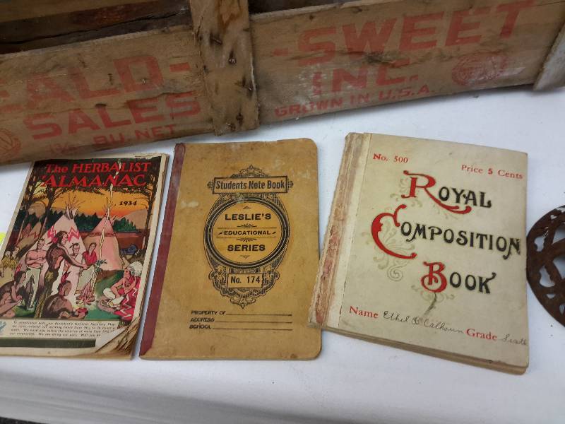 lot 33 image: Misc. Industrial Salvage Items.. Crate, Lunch box with thermos.. Other items