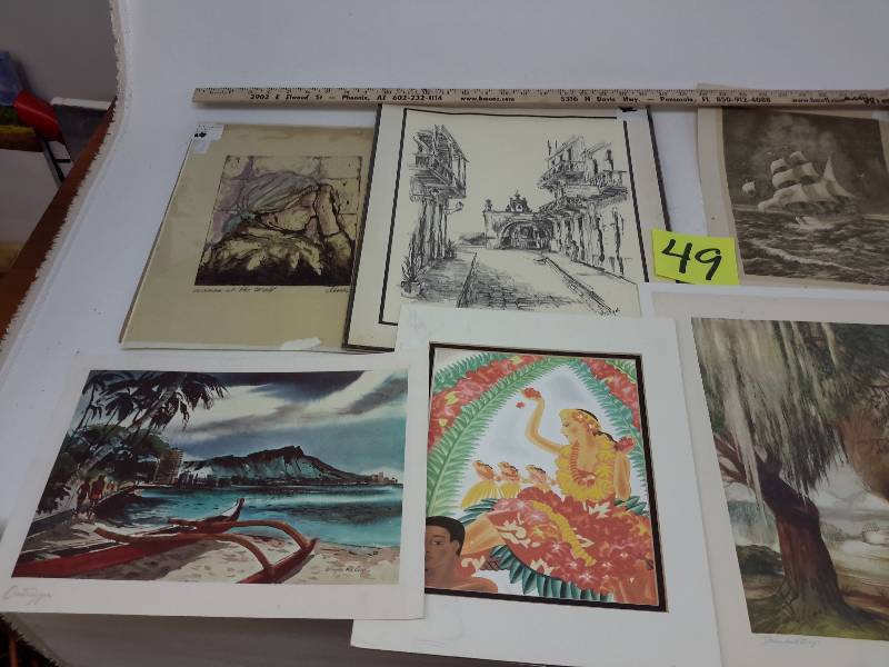 lot 49 image: Misc. unframed prints as pictured