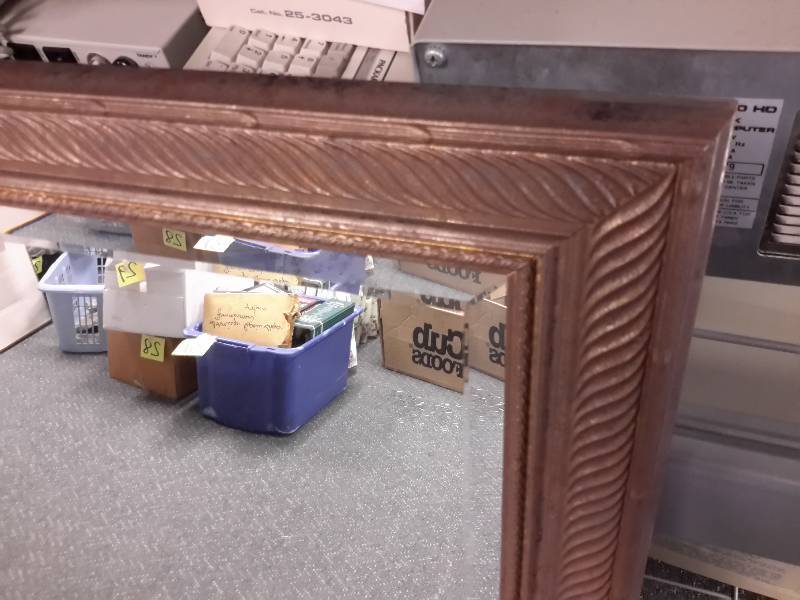 lot 59 image: Nice Mirror with wood frame.. Approx  24in x 40 in