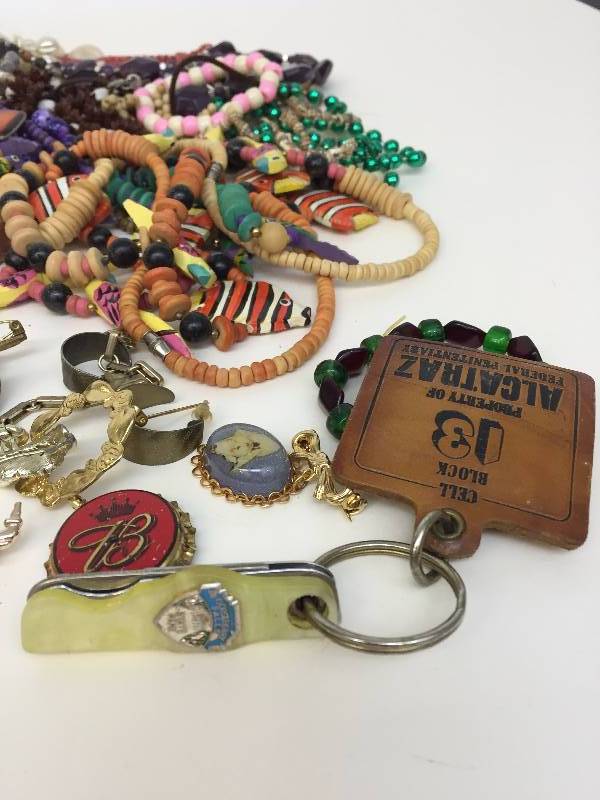 lot 89 image: Huge Tin of Costume Jewelry Items BEADS