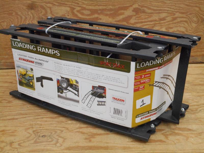 Unused Sport-Trax 2-Piece Tri-Fold Steel ATVUtility Ramps, 600# Capacity Each, 74 Length Unfolded