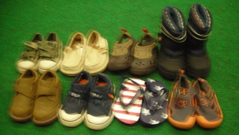 lot 5 image: 8-Pair Shoes, Polo Sneakers, Boots, Crocs, Sandals (size 6)