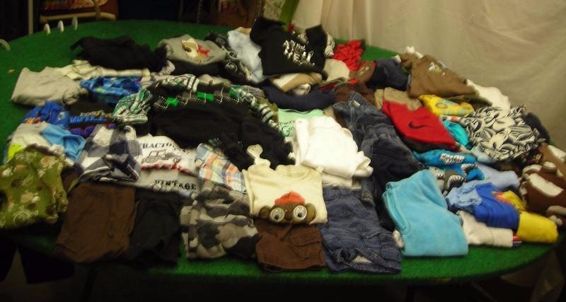 lot 55 image: 90-Pieces (size 12 months) Pajamas, Shirts, Pants, Swim Sets