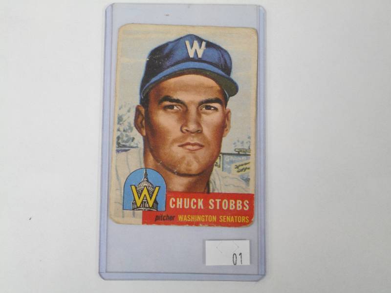 lot 1 image: 1953 Topps Vintage Baseball Card - Chuck Stobbs #89 - Washington Senators - GVG