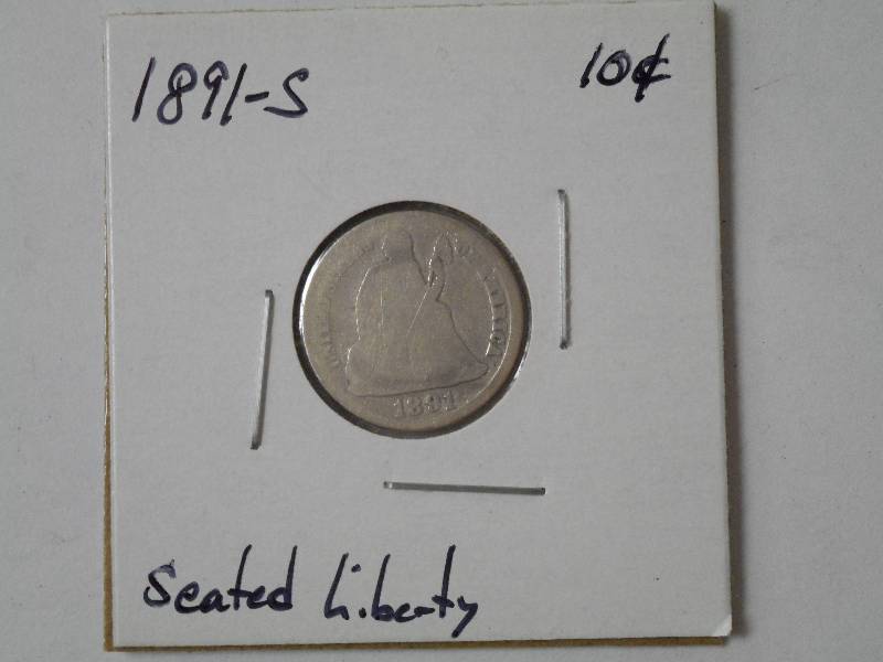 lot 117 image: 1891 S, Seated Liberty Silver Dime ...