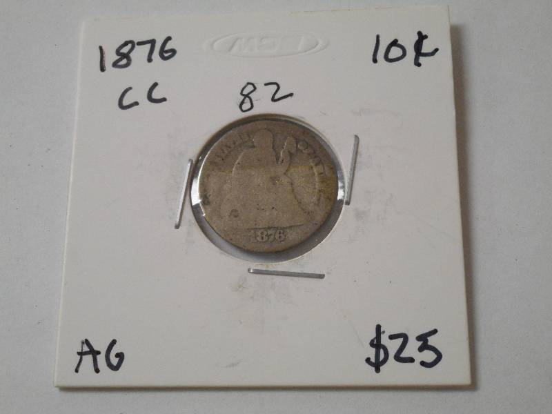 lot 121 image: 1876 CC, Seated Liberty Silver Dime...
