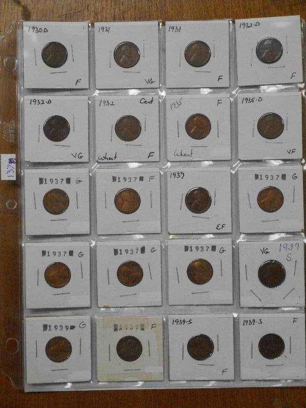 lot 137 image: 1930s Lincoln Wheat CentPenny - F...