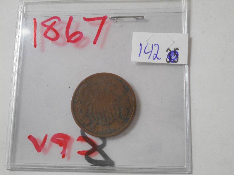 lot 142 image: 1867 Two-Cent Piece - Very Good Gra...