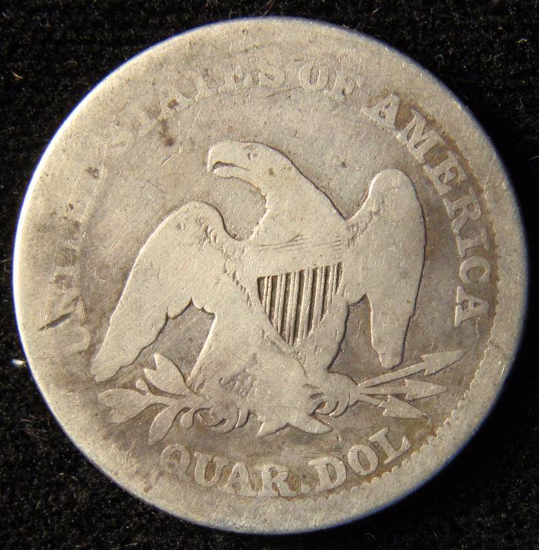 1858 US SEATED SILVER QUARTER