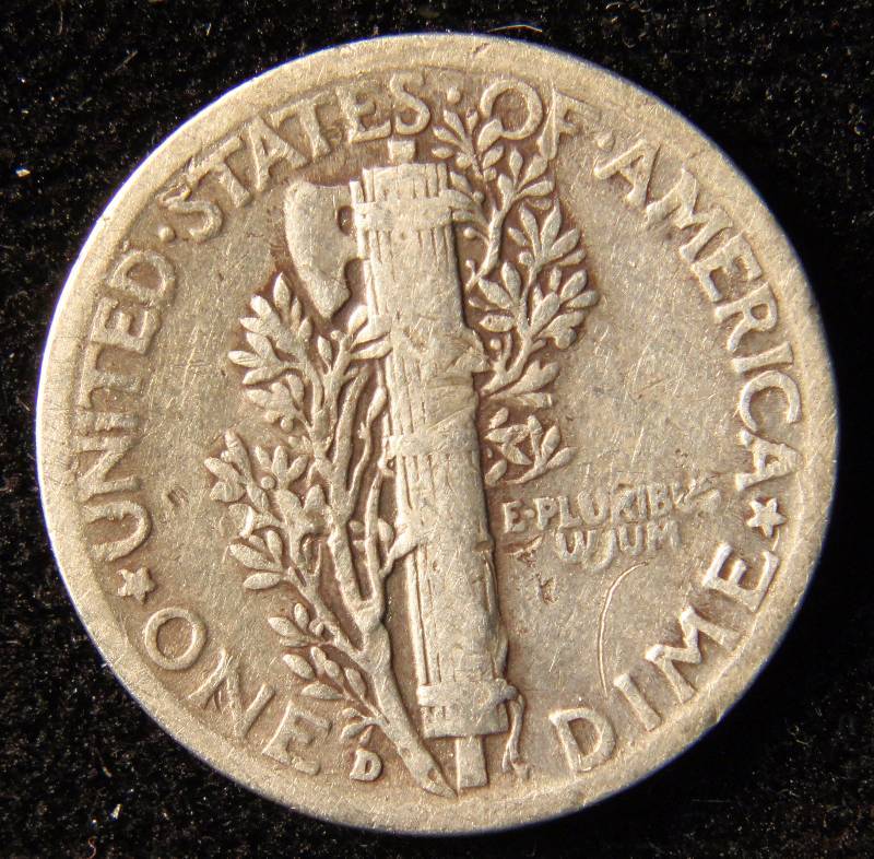 1939-D MERCURY SILVER DIME FINE