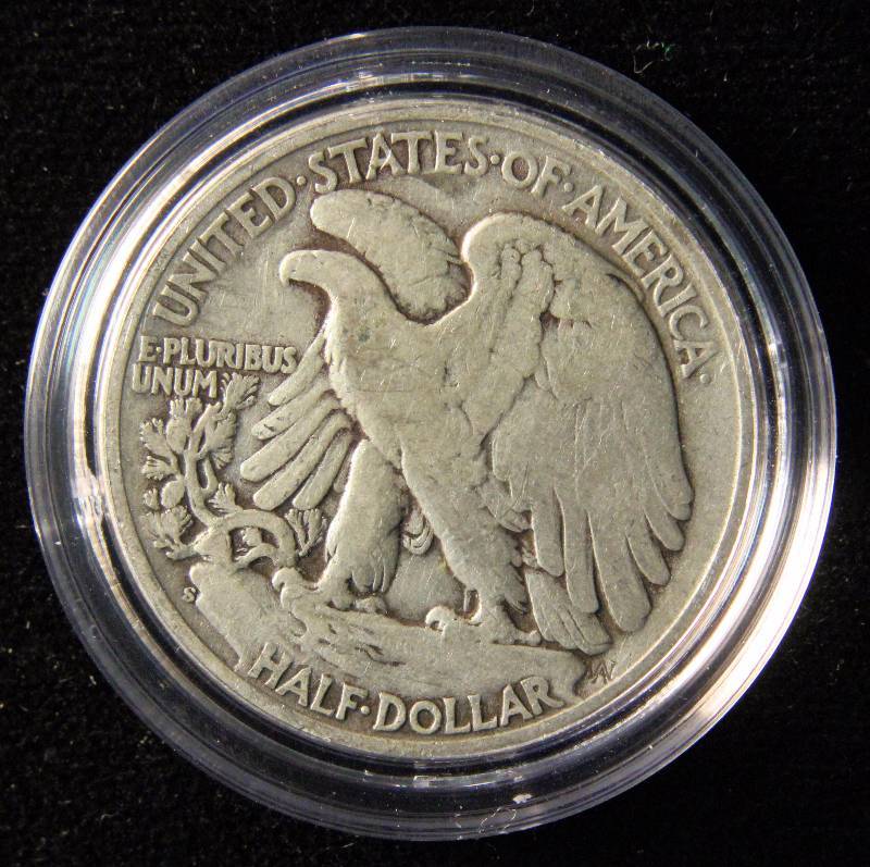 1945-S WALKING LIBERTY SILVER HALF DOLLAR IN AIRTITE HOLDER