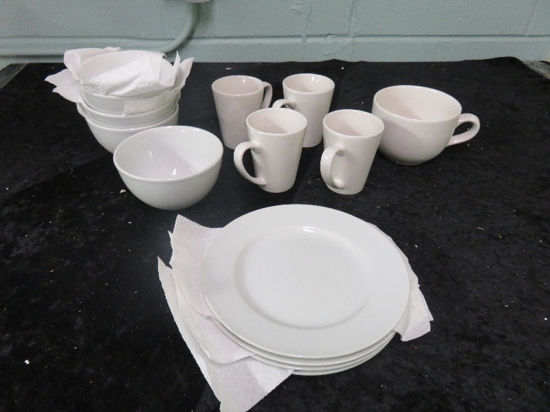 white dishes