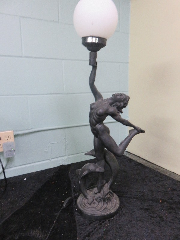 Lady with dolphins lamp