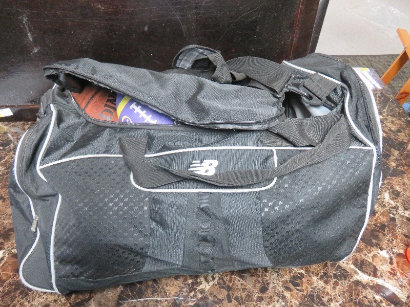 Large New Balance bag with basketballs