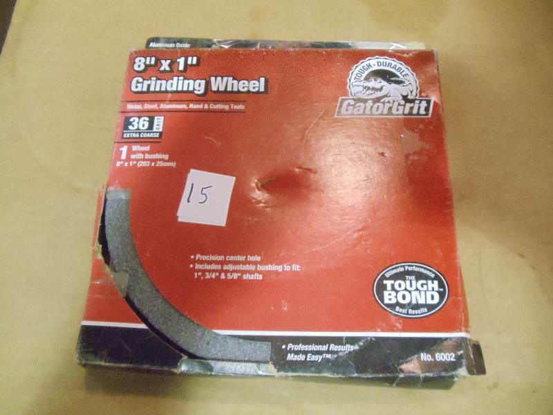 lot 15 image: NEW Gator Grit Grinding Wheel 8x1 in 36 grit Extra Coarse with Bushing