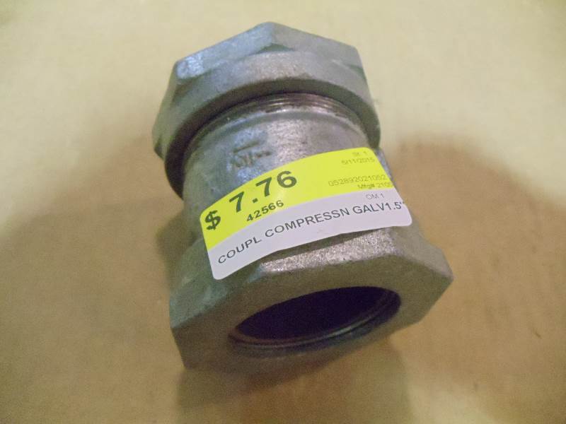 lot 53 image: NEW Qty 7 Galvanized Compression Couplers 1.5 in