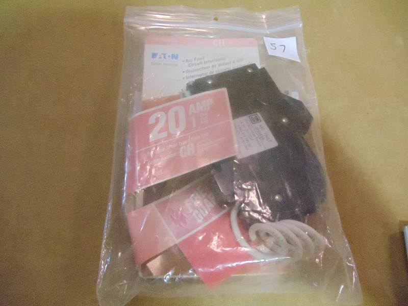 lot 57 image: NEW Cutler Hammer Type CH Arc Fault Breaker 20 amp 1 pole CH120AFCS