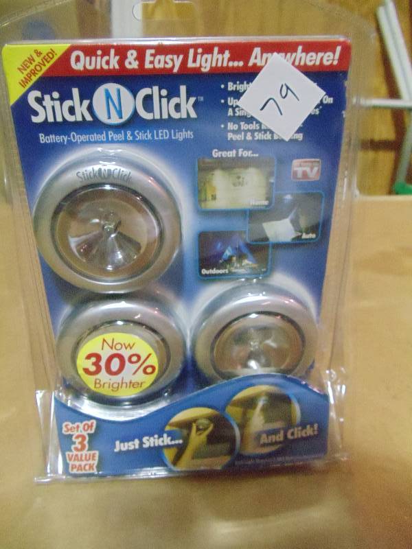 lot 79 image: NEW 3 Pack Stick and Click Cordless LED Puck Lights