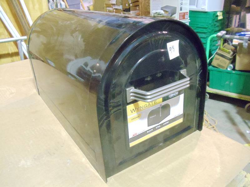 lot 98 image: NEW Gibralter Wyngate Heavy Duty Locking Mailbox WM16KB01 Black Steel Very Sturdy