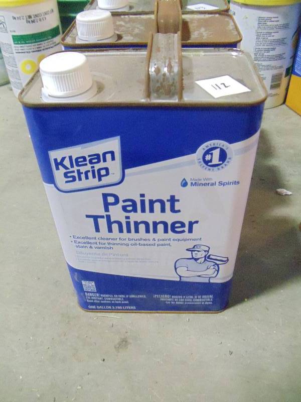 lot 113 image: NEW Qty 2 Gallon Canns of Paint Thinner by Kleen Strip