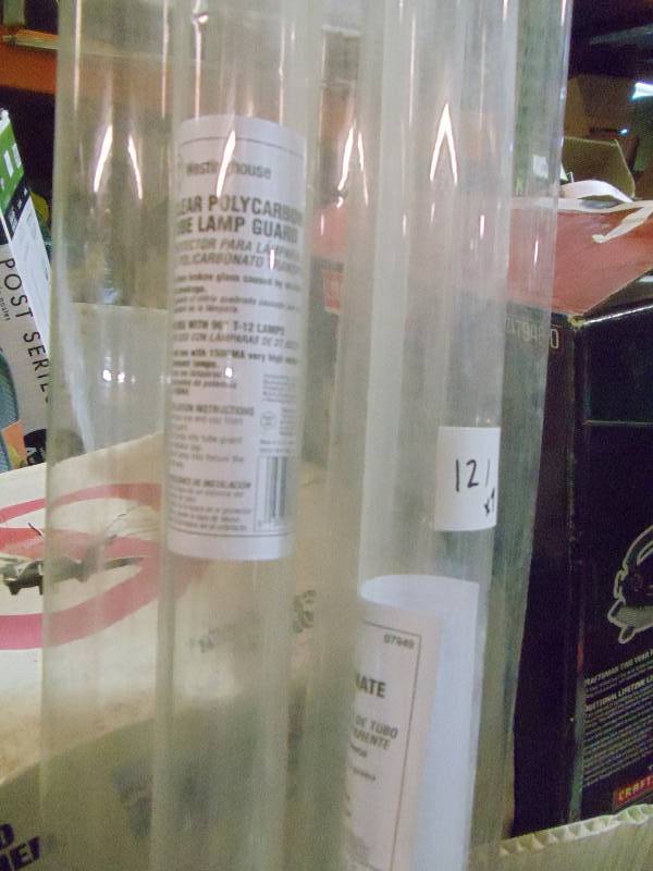 lot 121 image: NEW Qty 7 Westinghouse 8 ft Clear Polycarbonate Fluorescent Bulb Guards