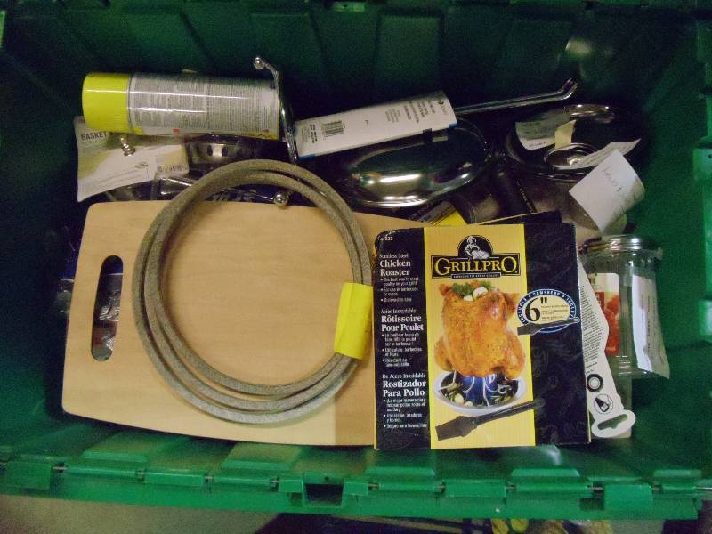 lot 126 image: NEW Large Lot Misc Kitchen Supplies, Small Tools, Grill Parts AND SO MUCH MORE Entire Contents of Bin GREEN BIN NOT INCLUDED